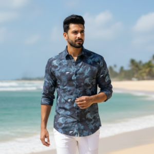 Pastel Petal Abstract Print Cotton Formal Shirt